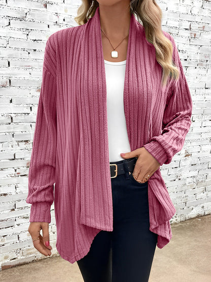 Long Sleeve Solid Color Open Front Cardigants
