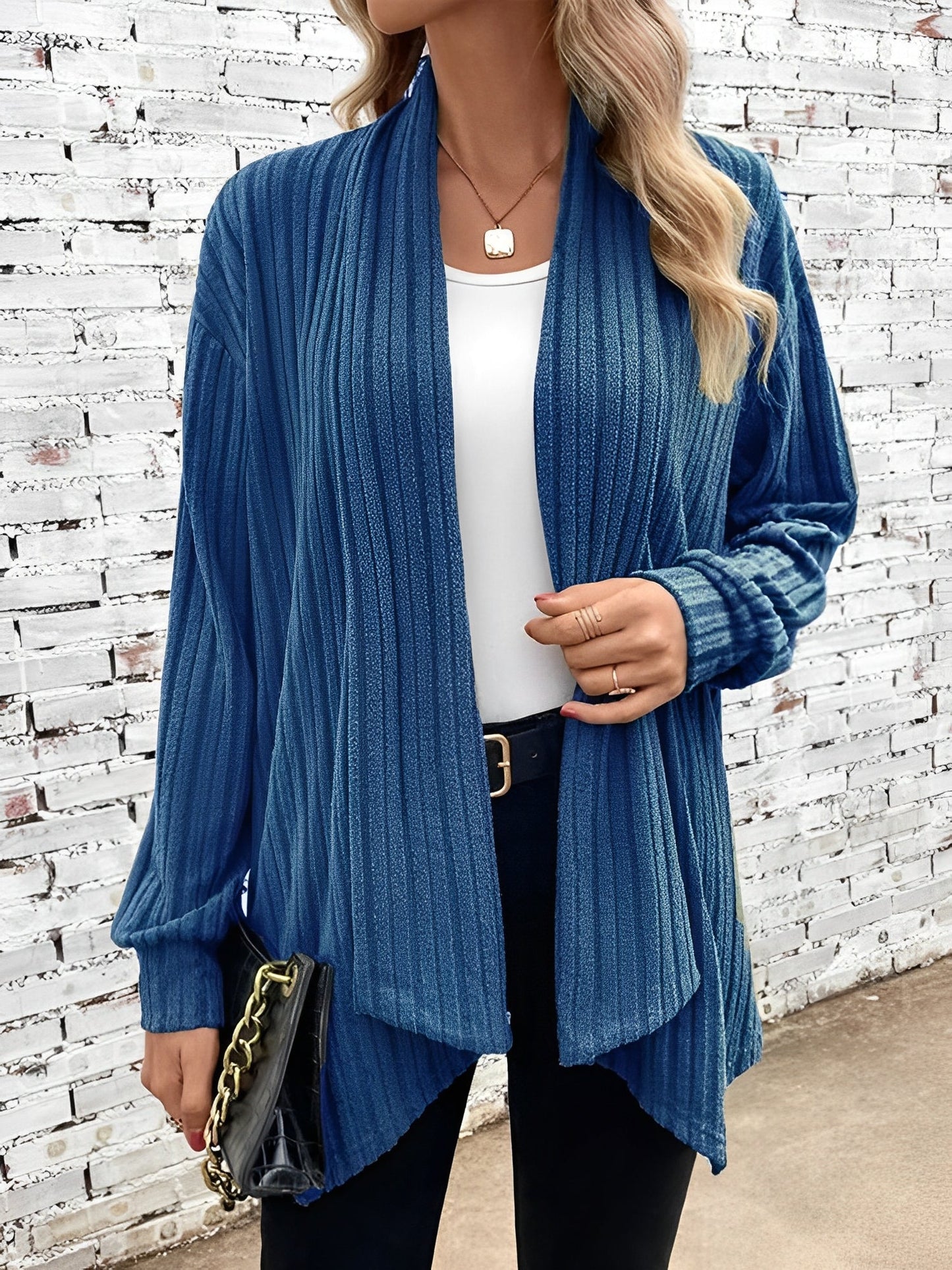 Long Sleeve Solid Color Open Front Cardigants