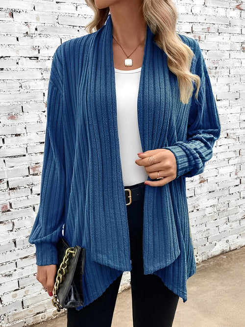 Long Sleeve Solid Color Open Front Cardigants