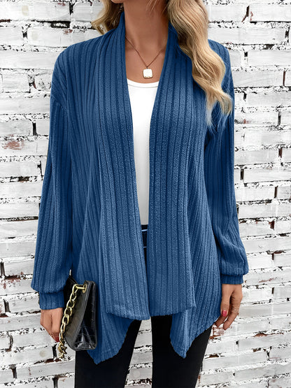 Long Sleeve Solid Color Open Front Cardigants