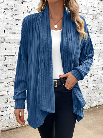 Long Sleeve Solid Color Open Front Cardigants