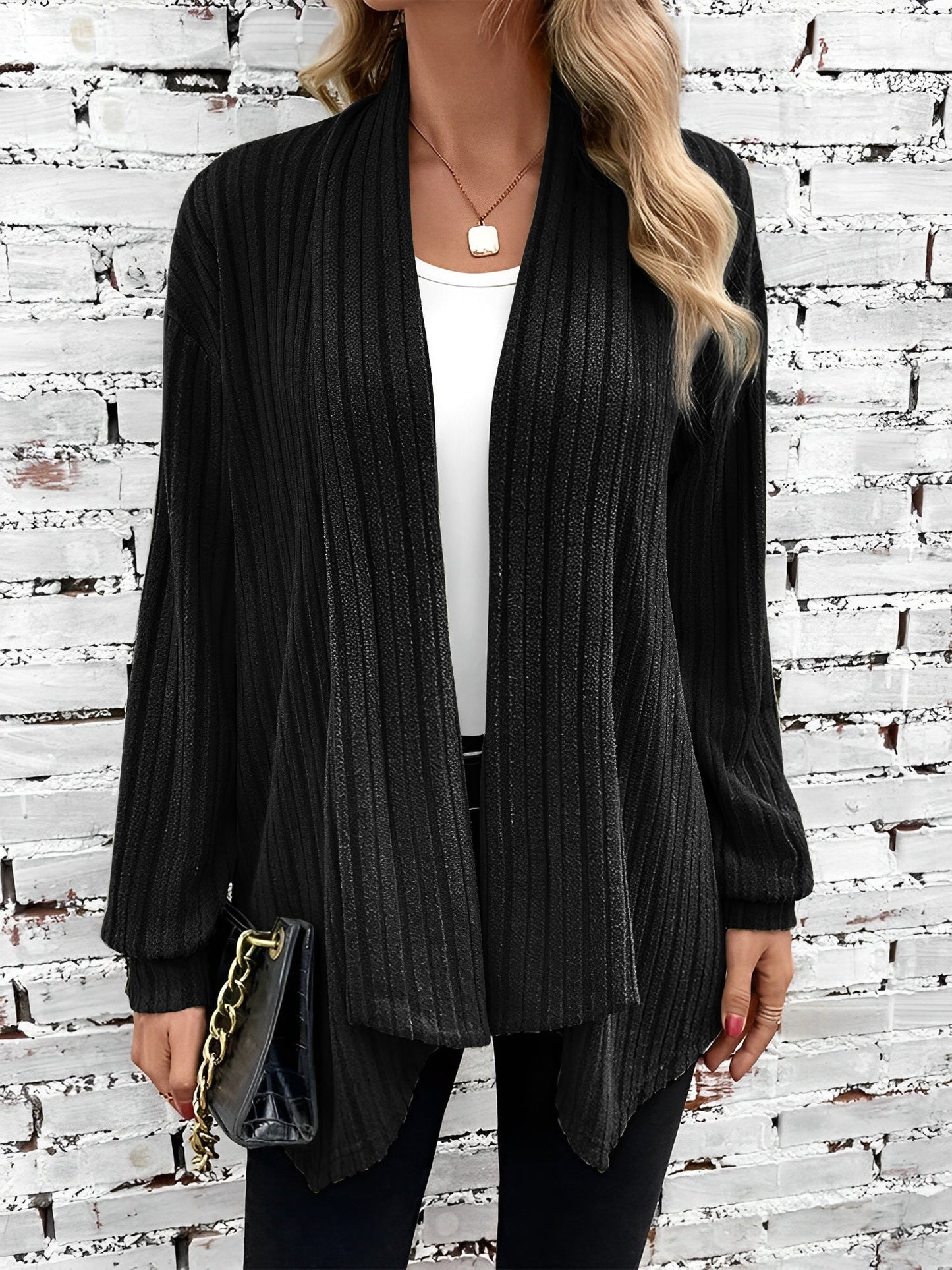 Long Sleeve Solid Color Open Front Cardigants