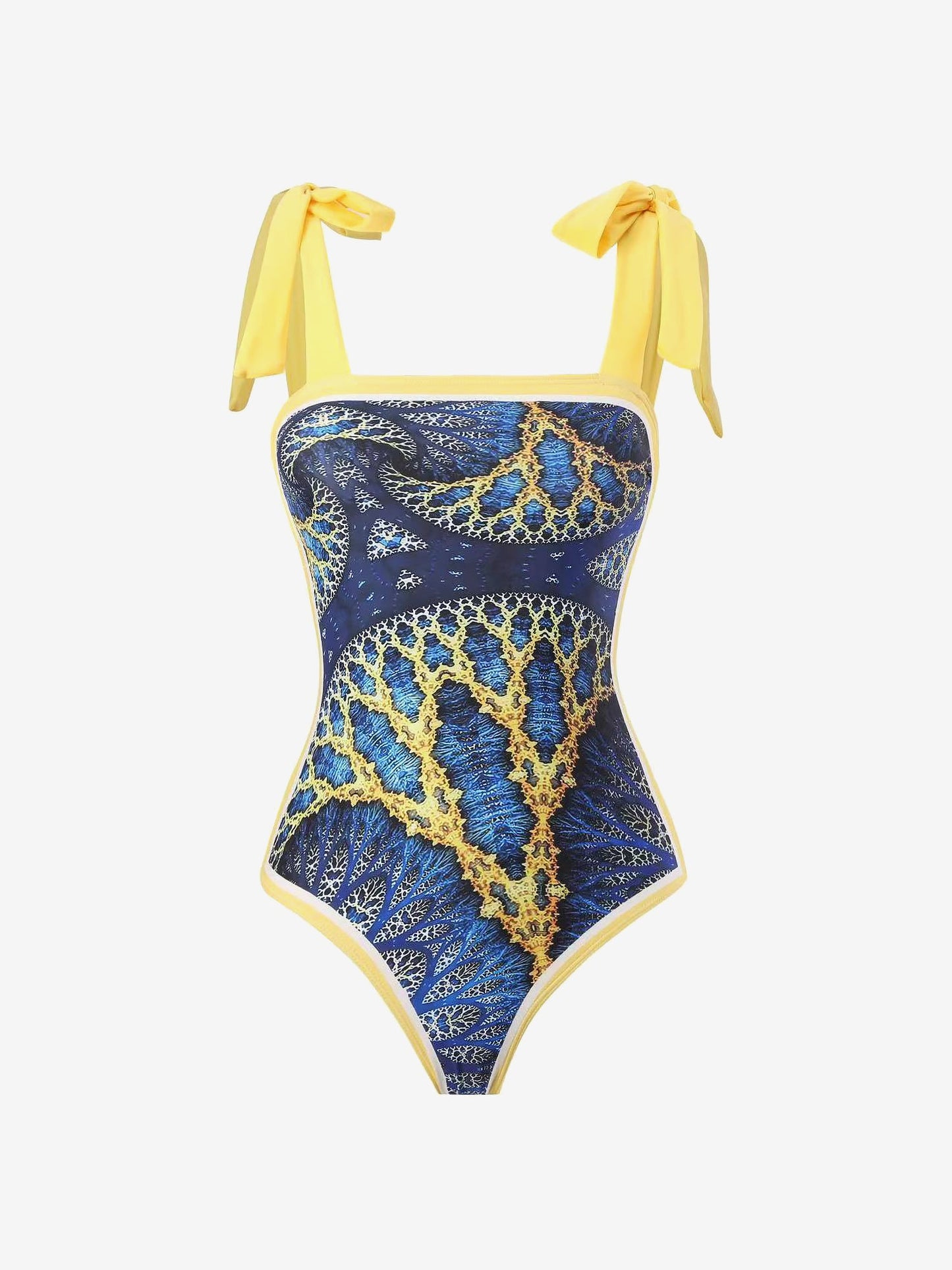 2 Pieces Printed Lace- Up Swimsuit & Wrap Maxi Skirt Cover Ups Set