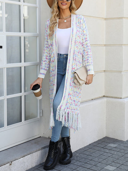 Boho-Chic Layering Knitted Tassel Mid-Length Open Front Cardigan Sweater