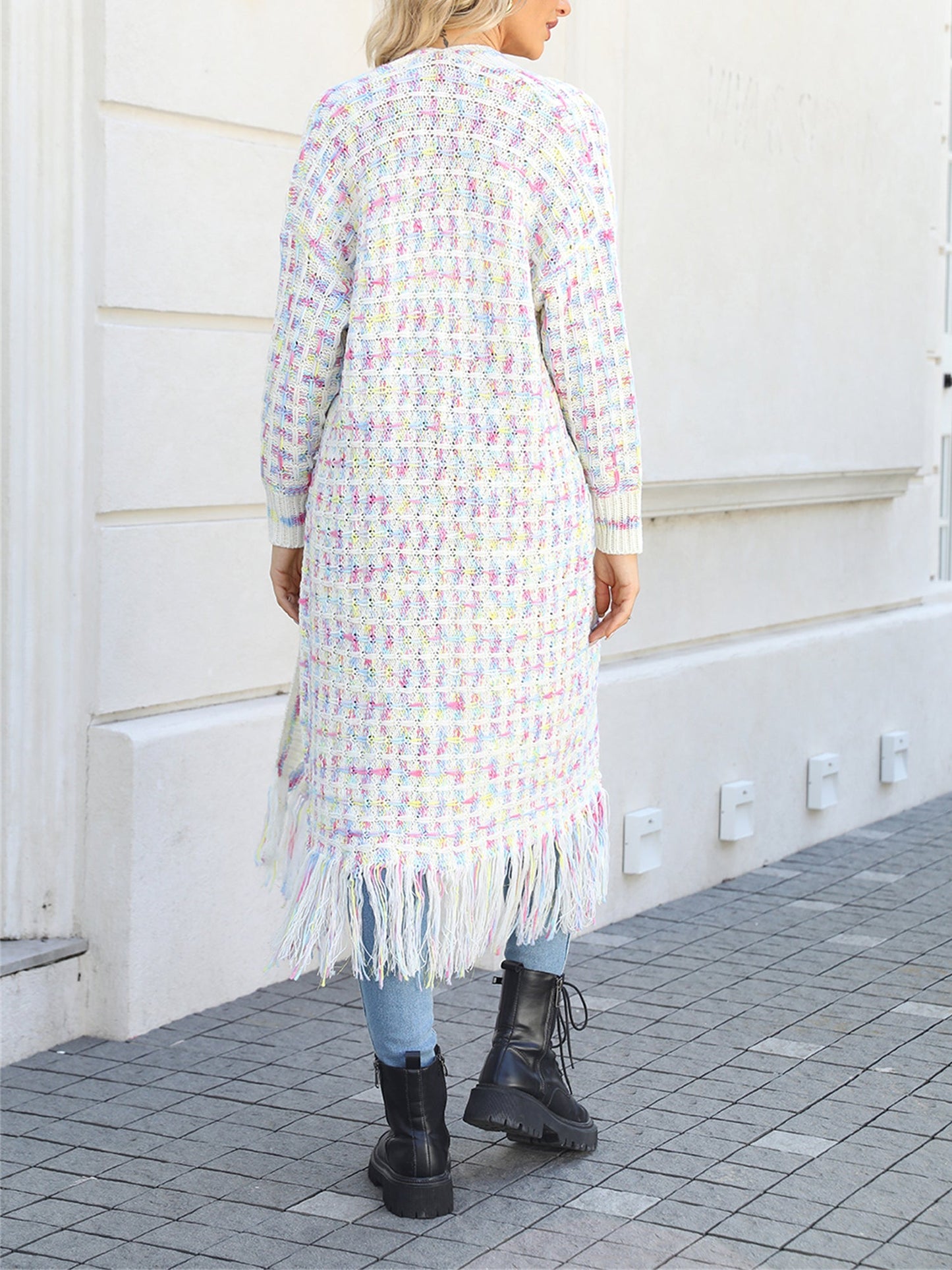 Boho-Chic Layering Knitted Tassel Mid-Length Open Front Cardigan Sweater