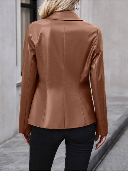 Double Breasted PU Leather Motorcycle Jacket