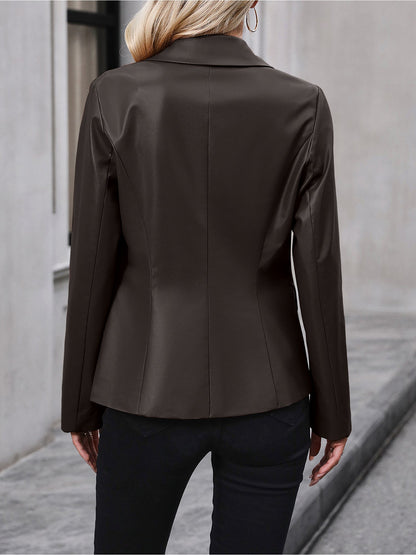 Double Breasted PU Leather Motorcycle Jacket