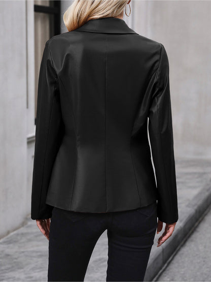 Double Breasted PU Leather Motorcycle Jacket