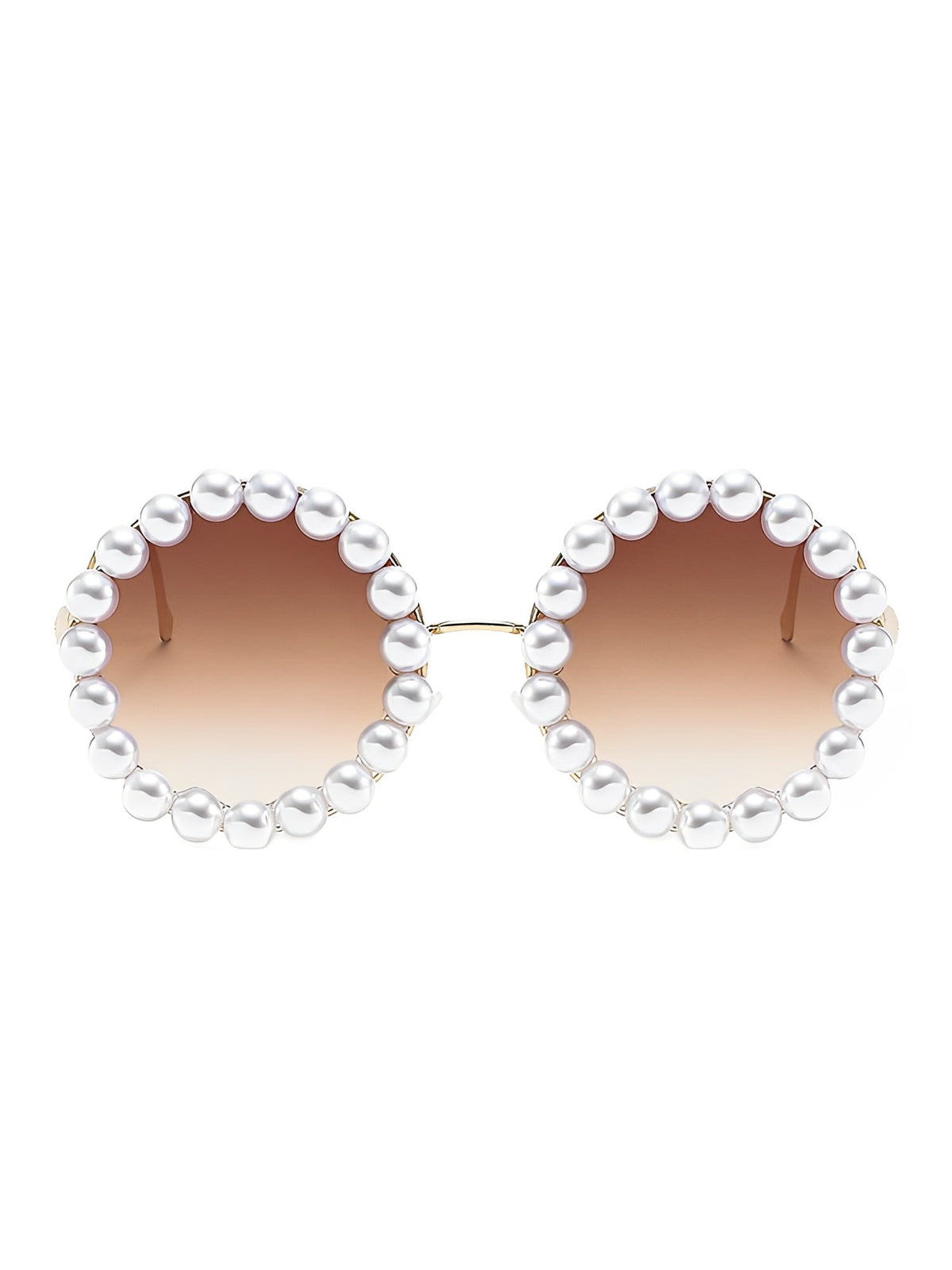 Round Frame Faux Pearl Decor Sunglasses