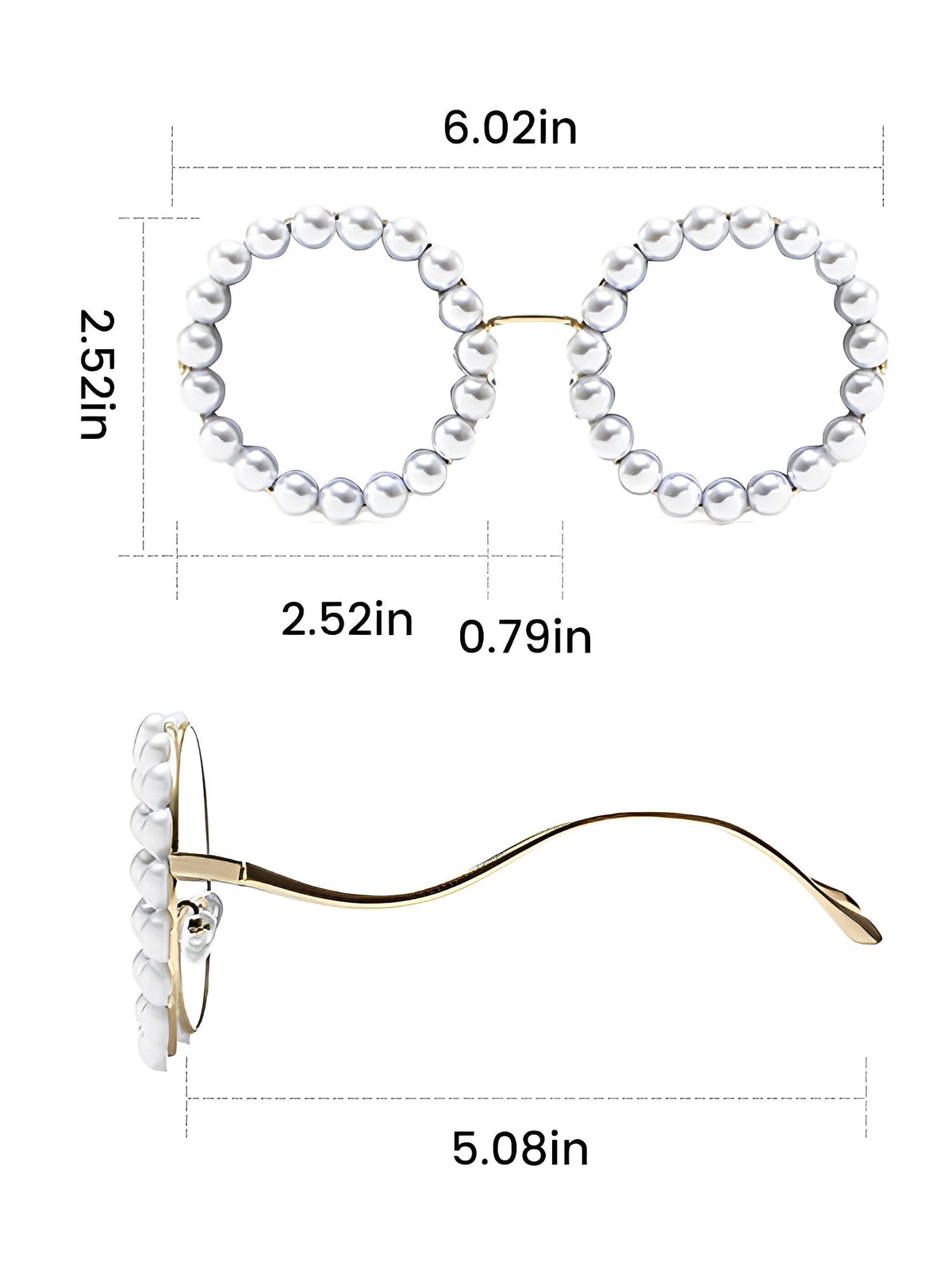 Round Frame Faux Pearl Decor Sunglasses