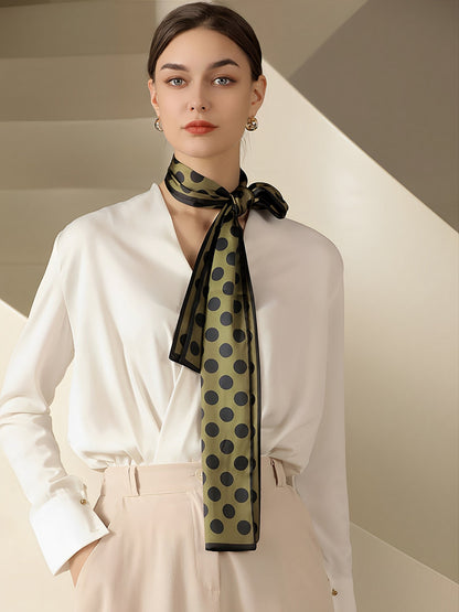 Polka Dot Print Headband Long Silky Scarf