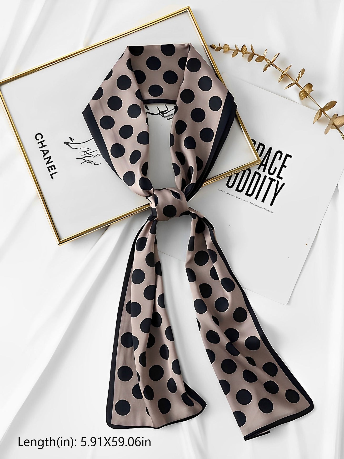 Polka Dot Print Headband Long Silky Scarf