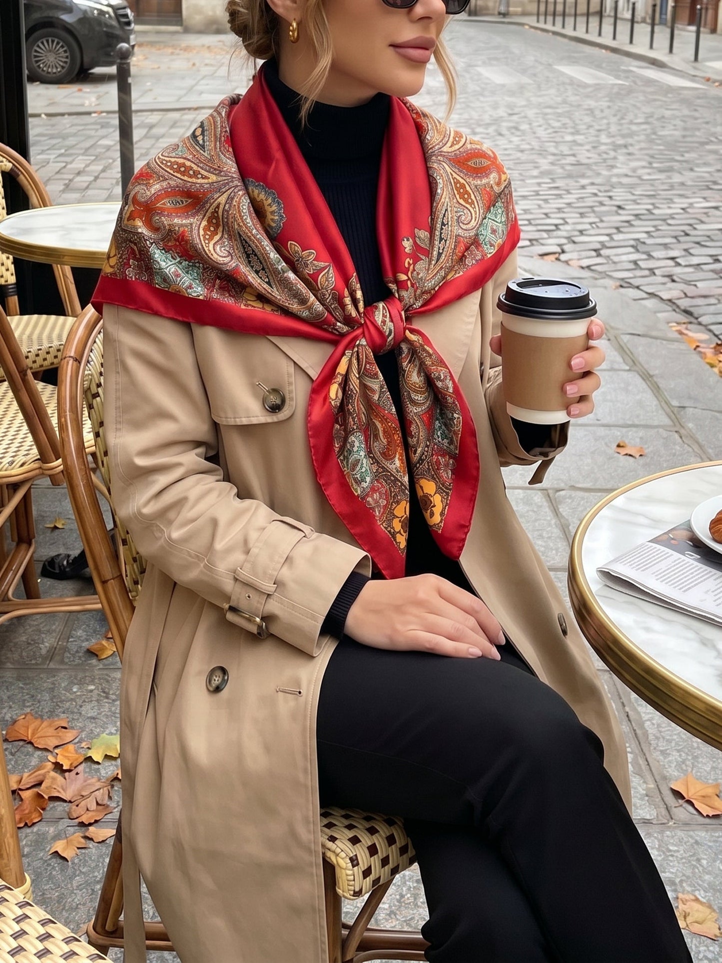 Boho Paisley Print Floral Large Square Scarf