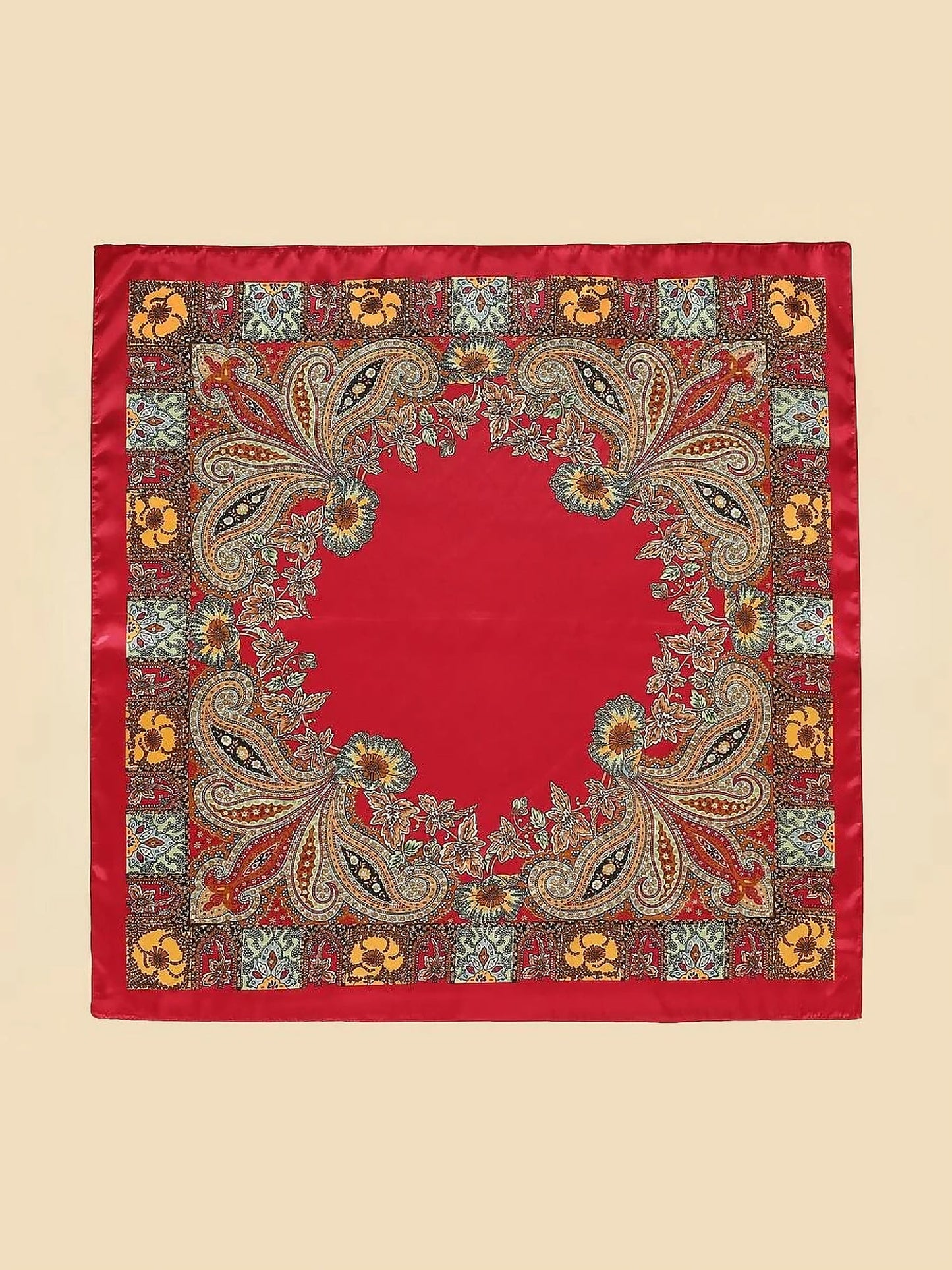Boho Paisley Print Floral Large Square Scarf