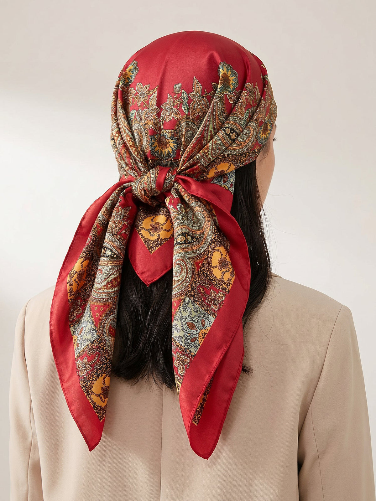 Boho Paisley Print Floral Large Square Scarf