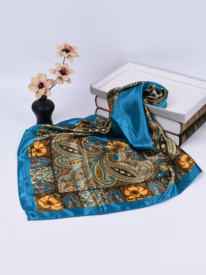 Boho Paisley Print Floral Large Square Scarf