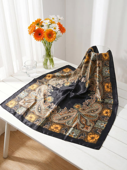 Boho Paisley Print Floral Large Square Scarf