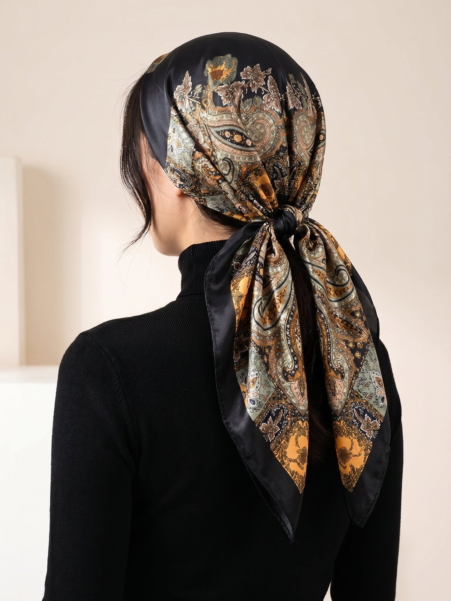 Boho Paisley Print Floral Large Square Scarf