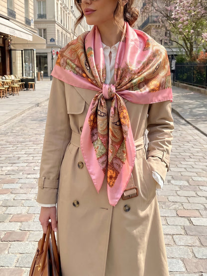 Boho Paisley Print Floral Large Square Scarf