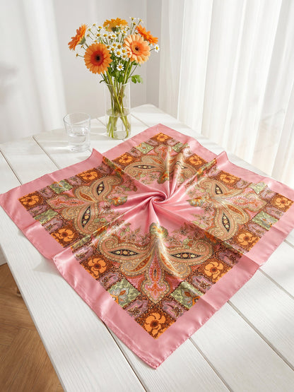 Boho Paisley Print Floral Large Square Scarf