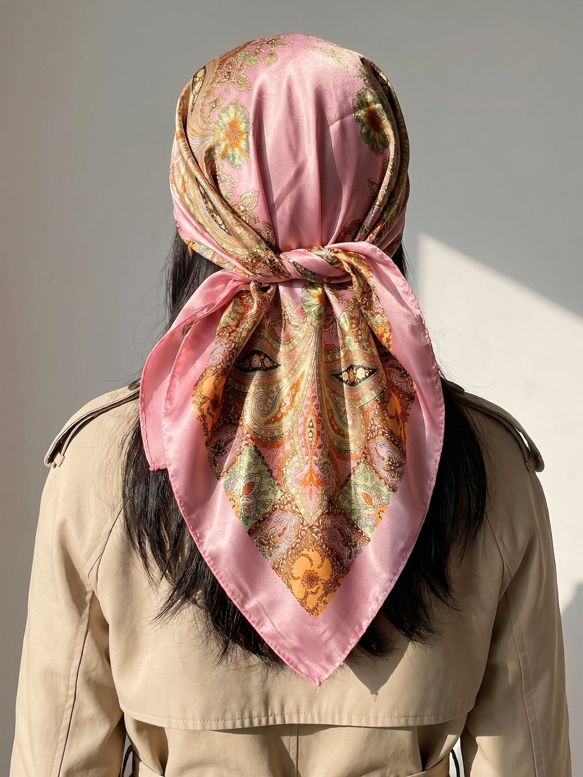 Boho Paisley Print Floral Large Square Scarf