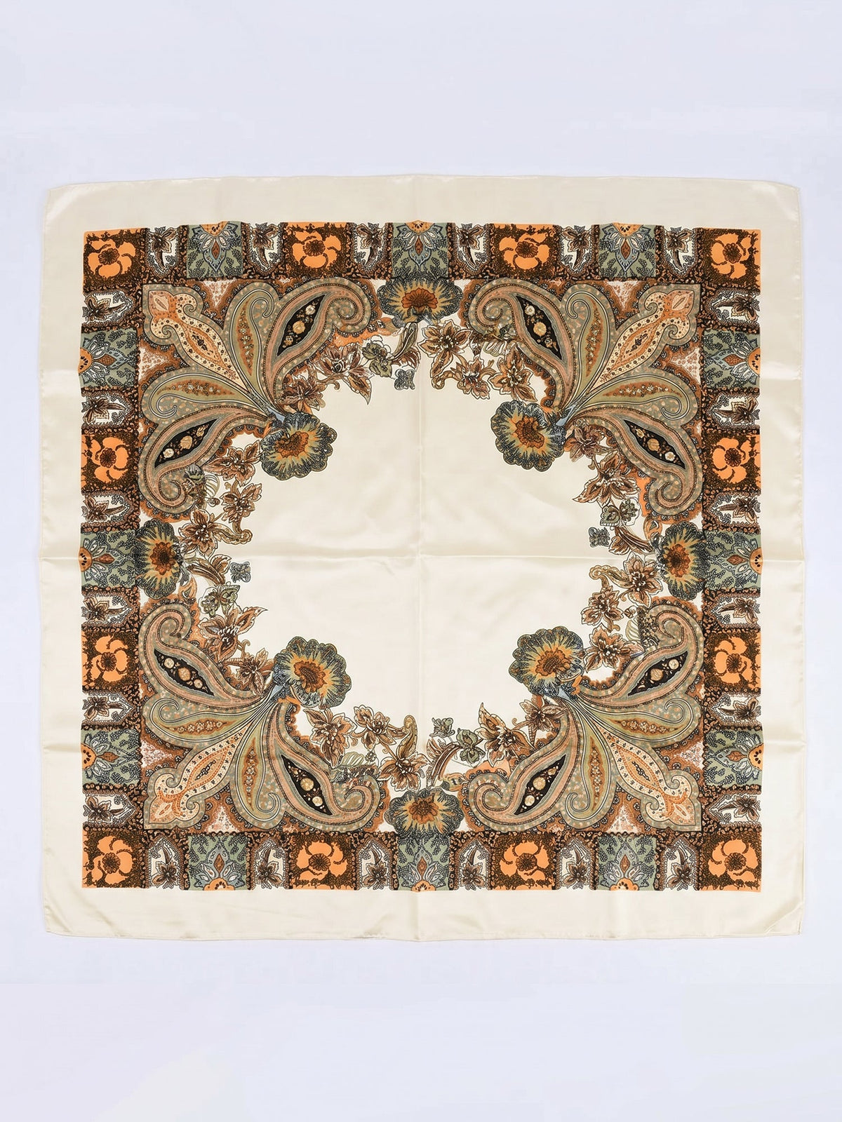 Boho Paisley Print Floral Large Square Scarf