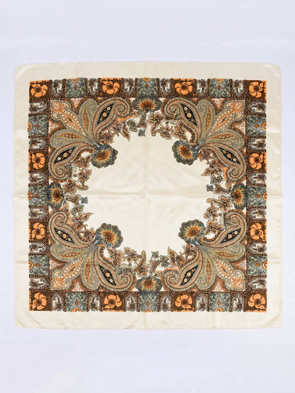 Boho Paisley Print Floral Large Square Scarf