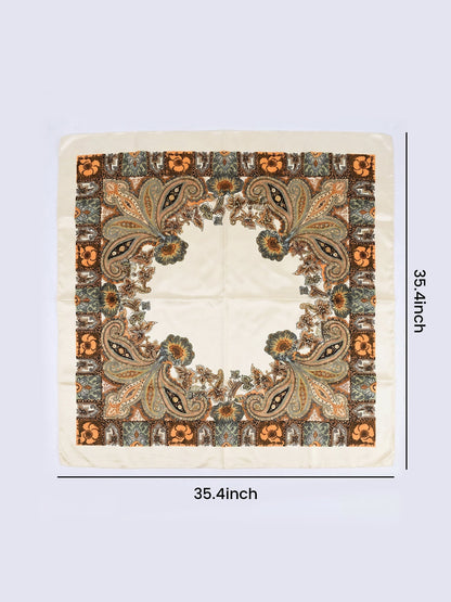 Boho Paisley Print Floral Large Square Scarf