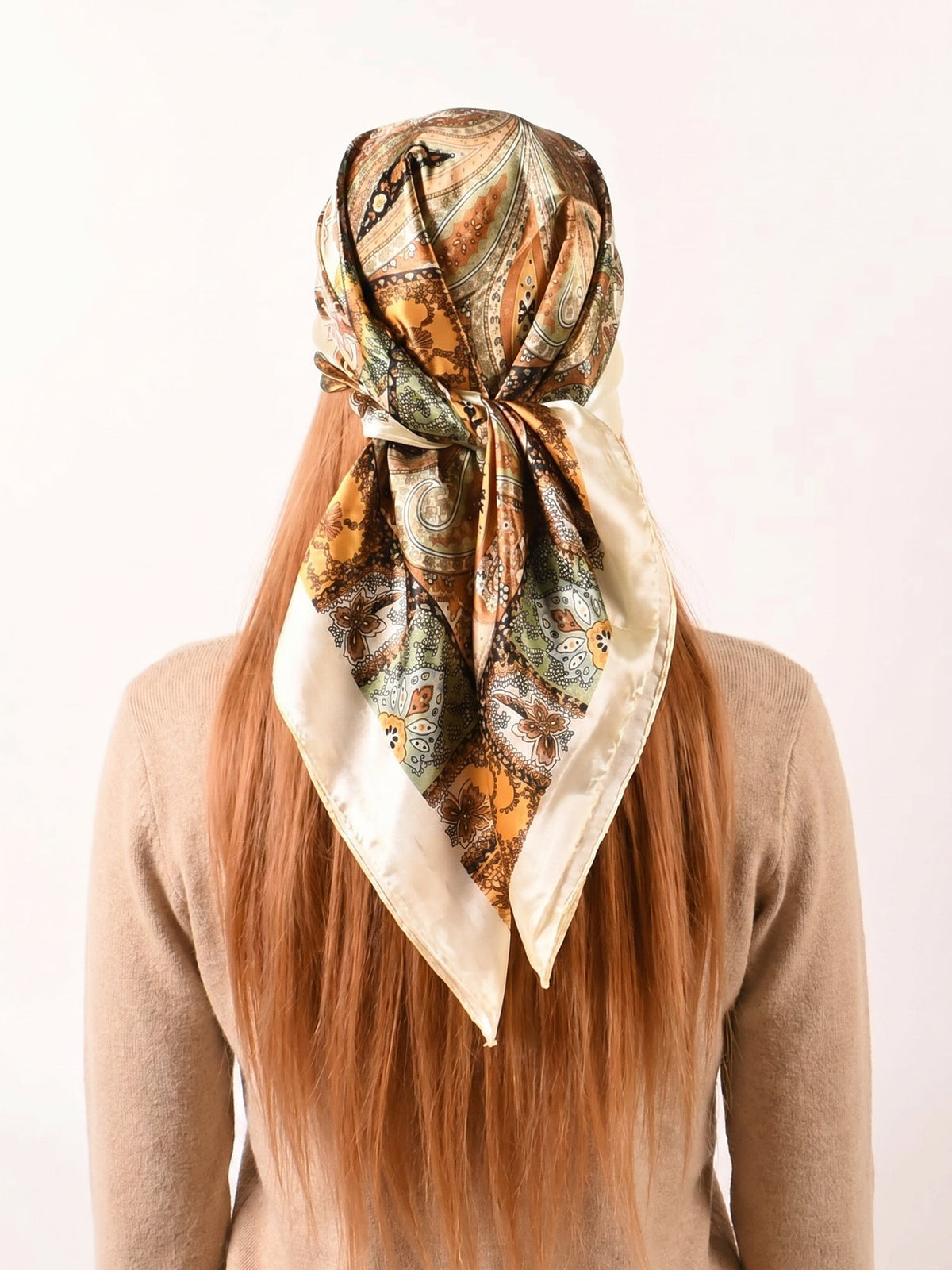 Boho Paisley Print Floral Large Square Scarf