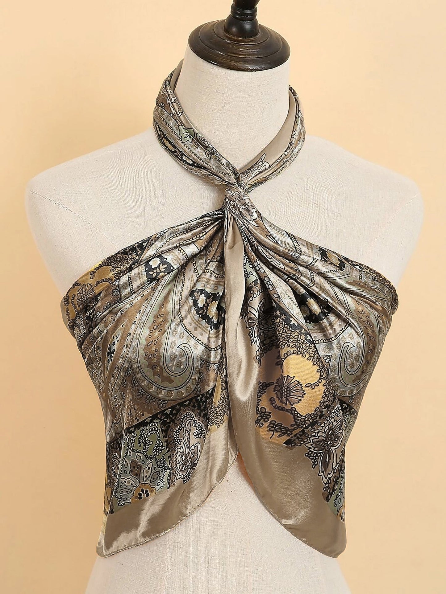 Boho Paisley Print Floral Large Square Scarf