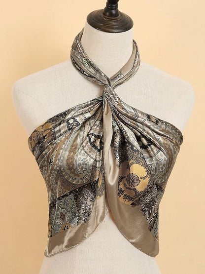 Boho Paisley Print Floral Large Square Scarf