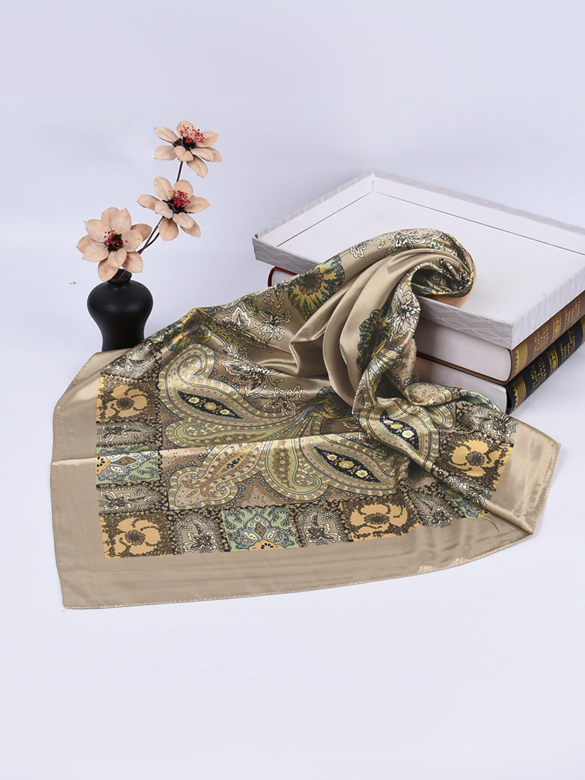 Boho Paisley Print Floral Large Square Scarf