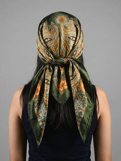 Boho Paisley Print Floral Large Square Scarf