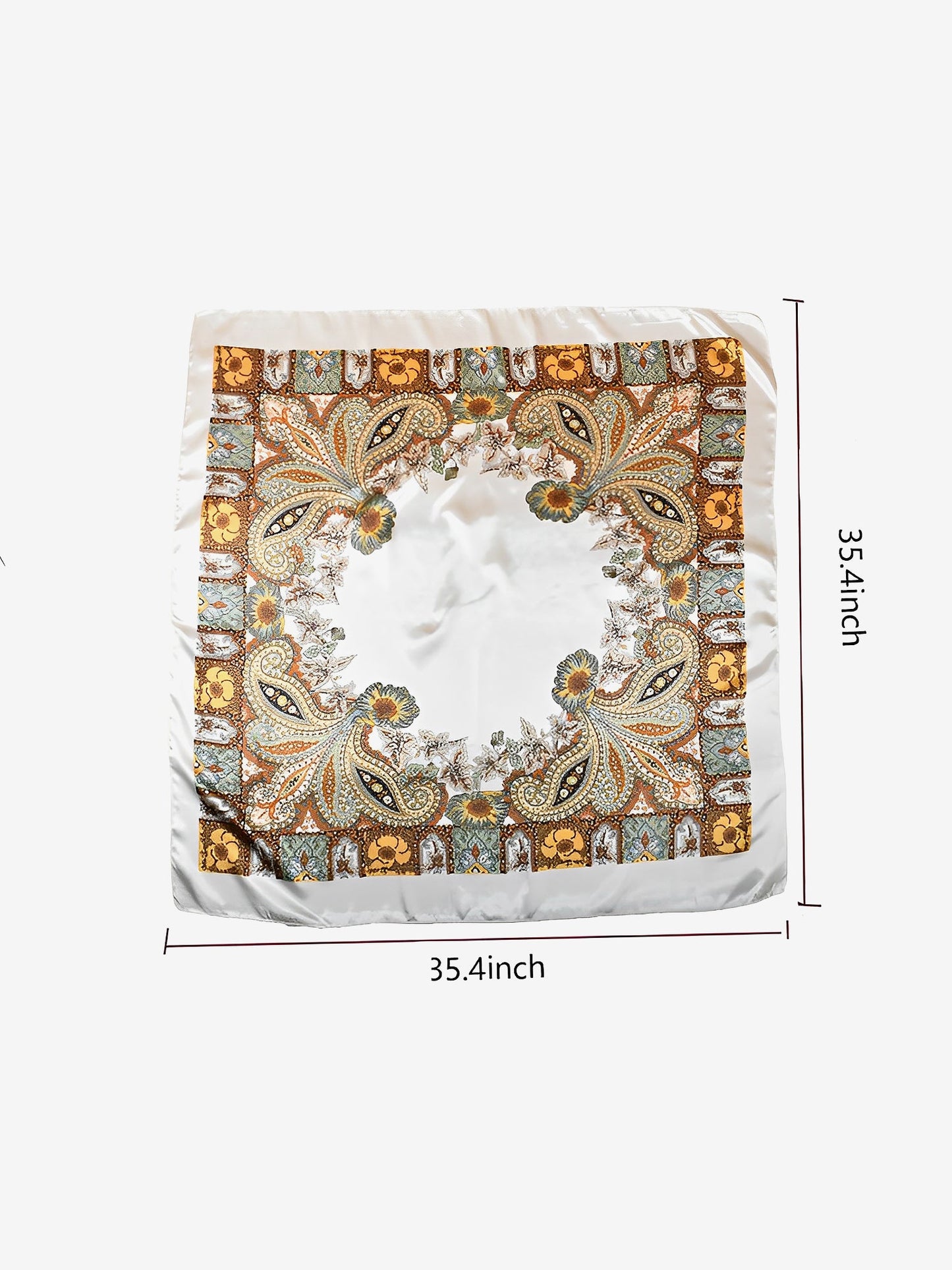 Boho Paisley Print Floral Large Square Scarf