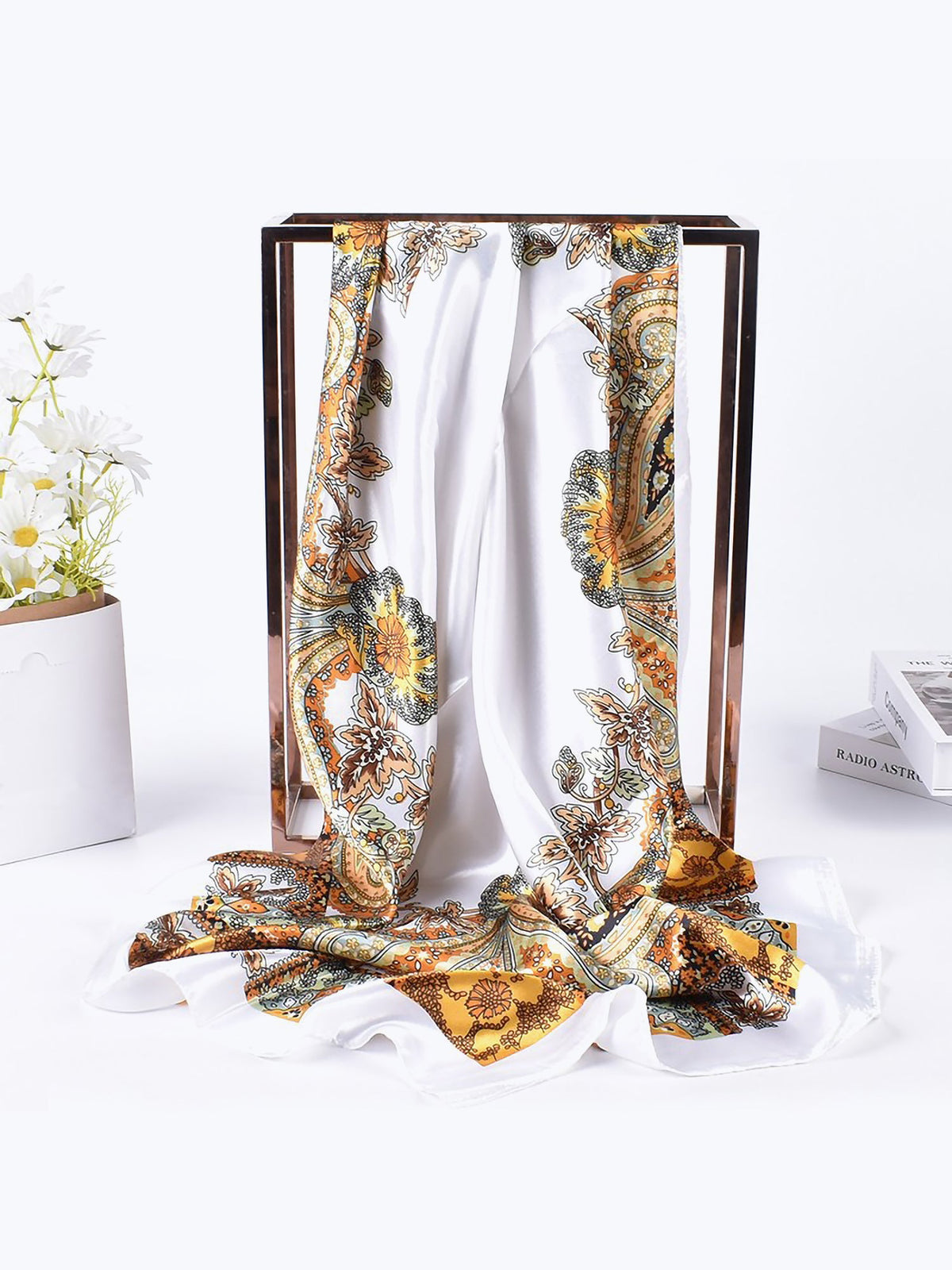 Boho Paisley Print Floral Large Square Scarf