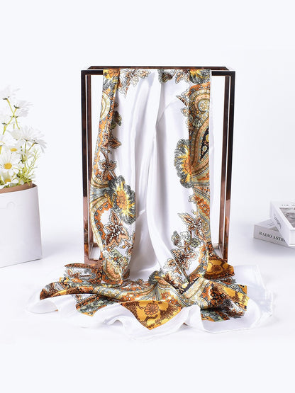 Boho Paisley Print Floral Large Square Scarf