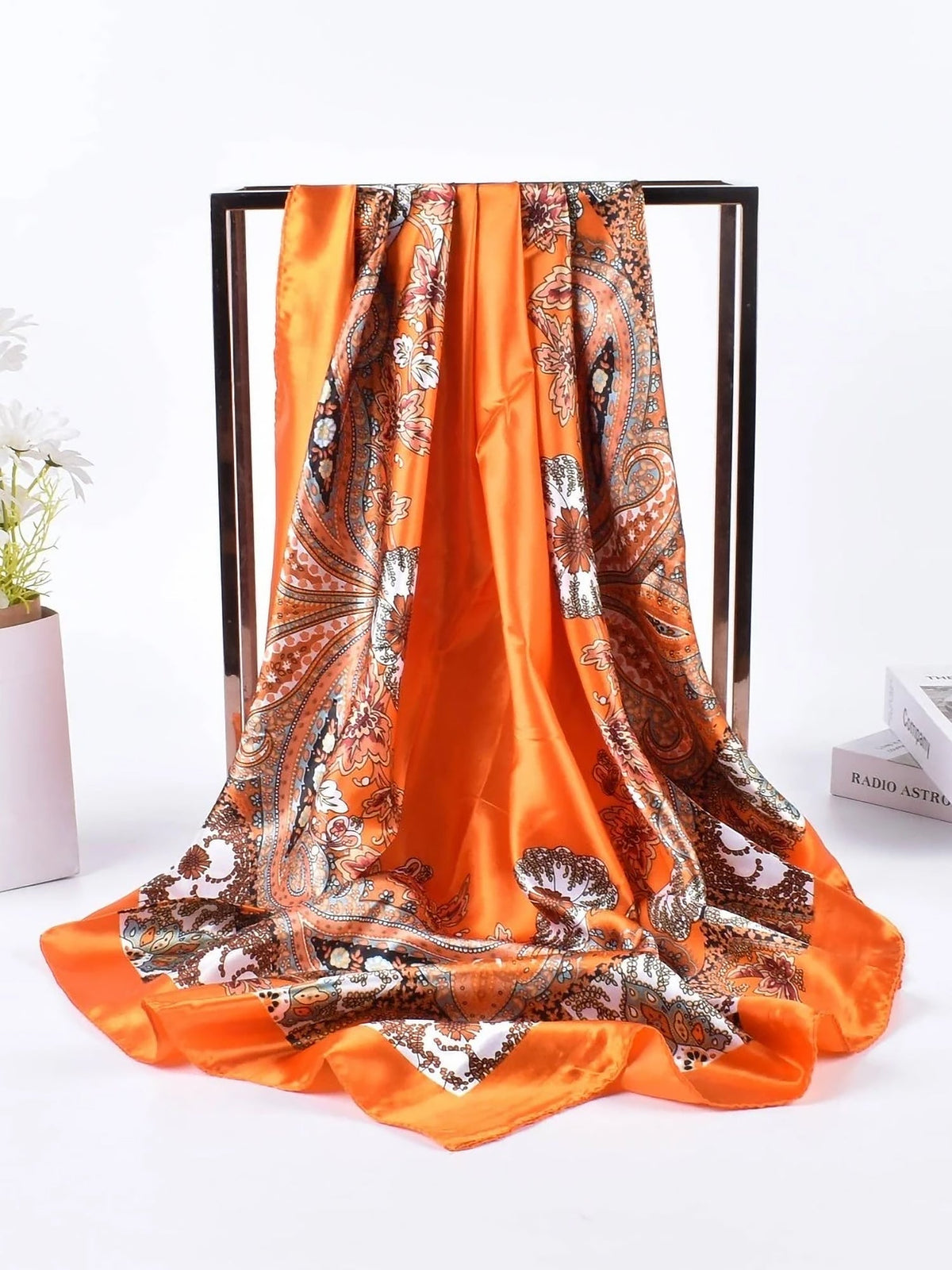 Boho Paisley Print Floral Large Square Scarf