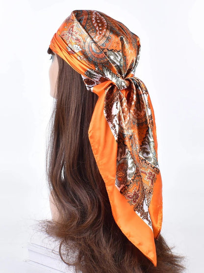 Boho Paisley Print Floral Large Square Scarf