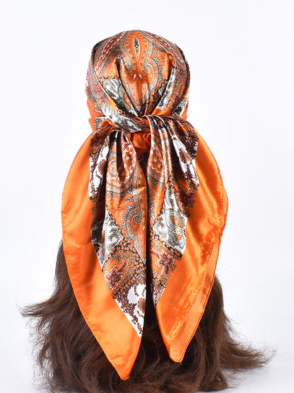 Boho Paisley Print Floral Large Square Scarf