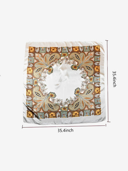 Boho Paisley Print Floral Large Square Scarf