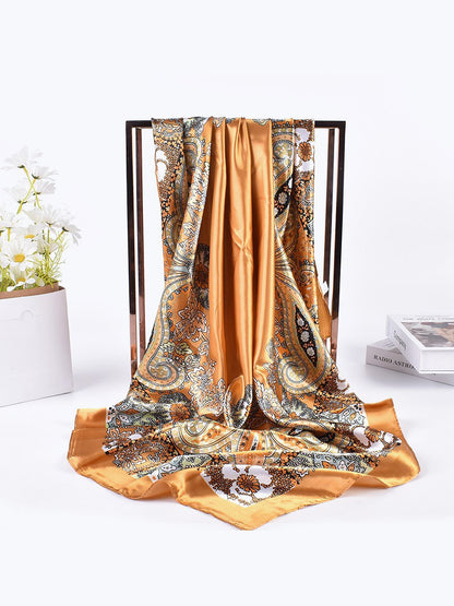 Boho Paisley Print Floral Large Square Scarf