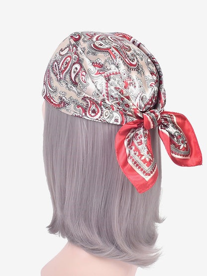 Boho Paisley Print Satin Square Scarf