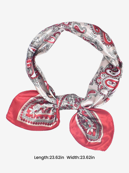 Boho Paisley Print Satin Square Scarf