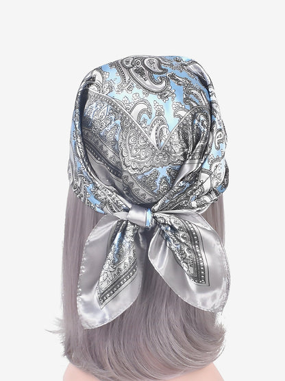 Boho Paisley Print Satin Square Scarf
