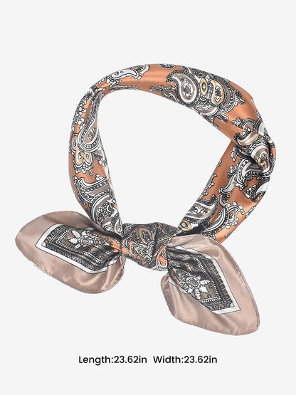 Boho Paisley Print Satin Square Scarf