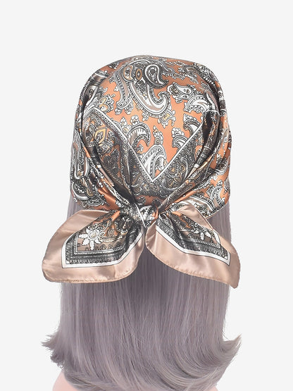 Boho Paisley Print Satin Square Scarf
