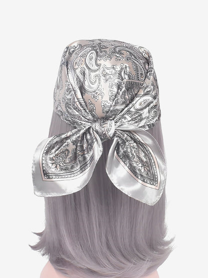 Boho Paisley Print Satin Square Scarf