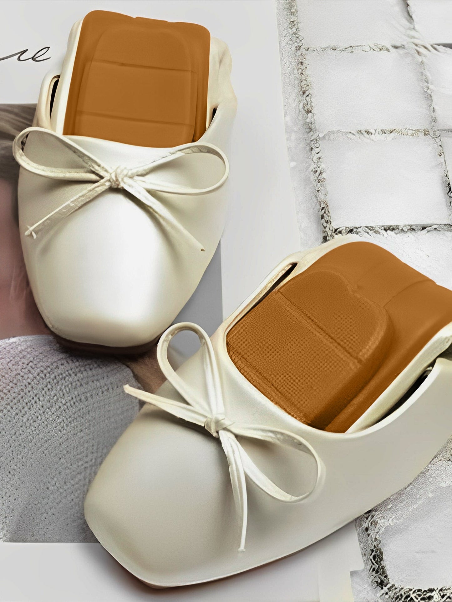 Solid Color Bow Faux Leather Ballet Flats