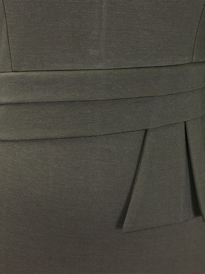 Classic Solid Color Ruched Puff Sleeve Bodycon Midi Sheath Dress with Business Casual Slim Fit Timeless Design