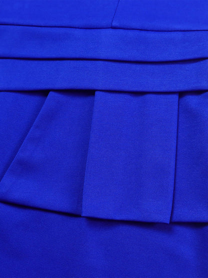 Classic Solid Color Ruched Puff Sleeve Bodycon Midi Sheath Dress with Business Casual Slim Fit Timeless Design